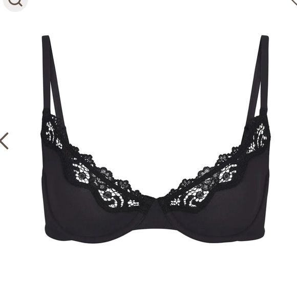 Skims Fits Everybody unlined underwire Lace Scoop Bra Onyx Black NWT 32D - Picture 6 of 8